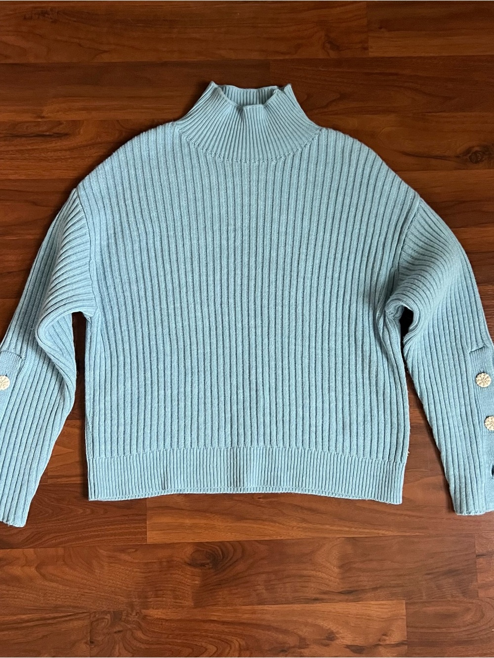 Fabienne Chapot Cozy Ribbed Turtleneck Sweater in Baby Blue